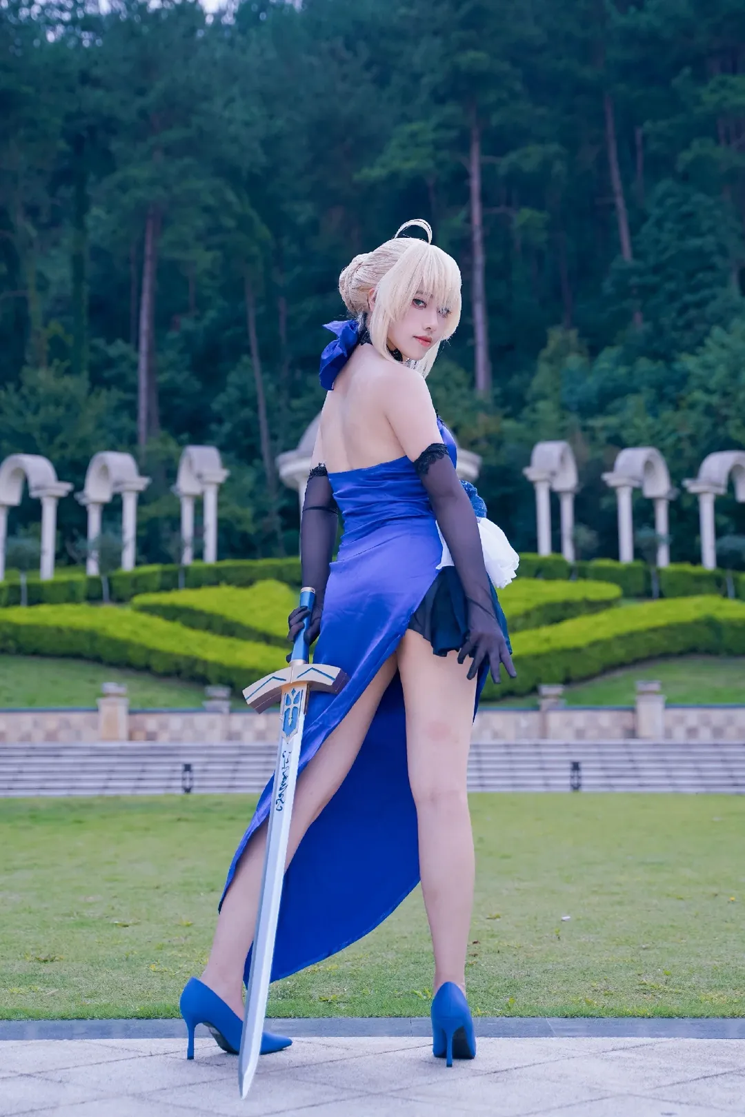 ロールプレイ, Fateシリーズ, コスプレ撮影, アルトリア・ペンドラゴン コスプレ, 青いドレス