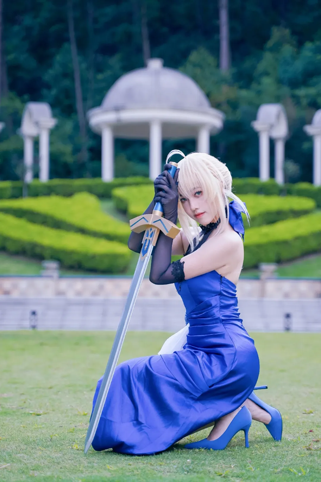 角色扮演, Fate系列, cosplay摄影, 亚瑟王cos, 蓝裙礼服 - 第2张