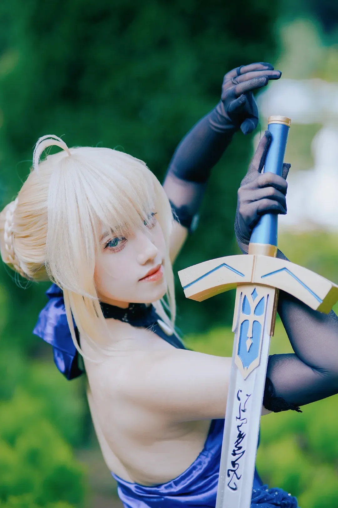 角色扮演, Fate系列, cosplay摄影, 亚瑟王cos, 蓝裙礼服 - 第4张