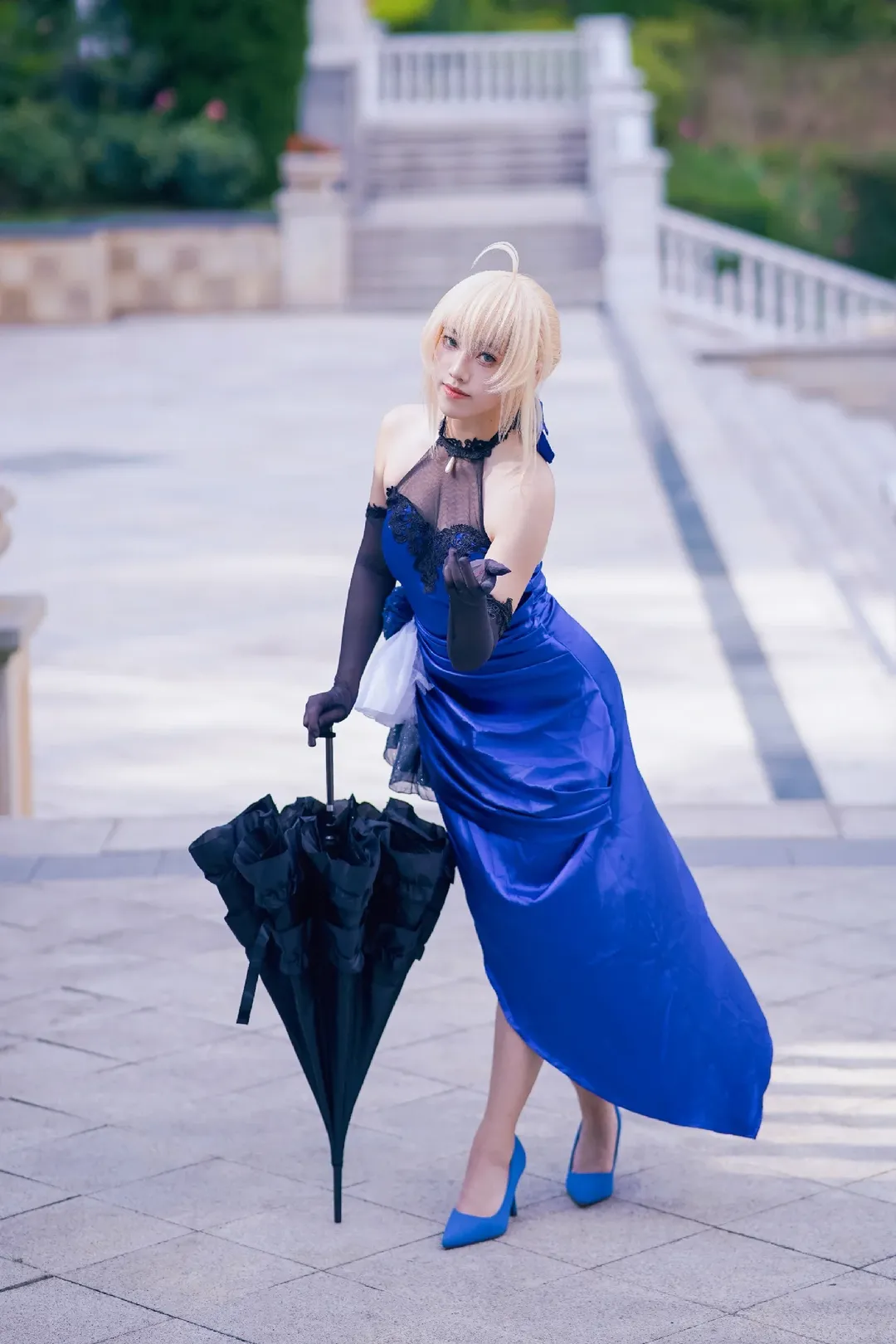 角色扮演, Fate系列, cosplay摄影, 亚瑟王cos, 蓝裙礼服 - 第5张