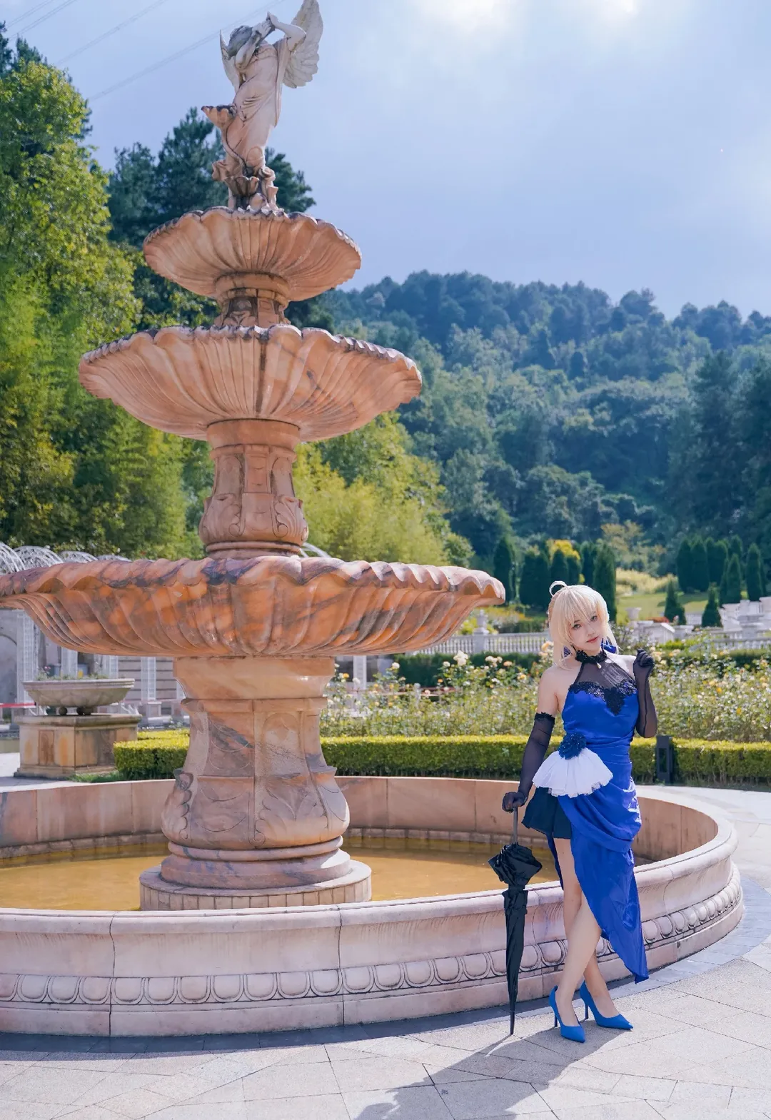 角色扮演, Fate系列, cosplay摄影, 亚瑟王cos, 蓝裙礼服 - 第7张