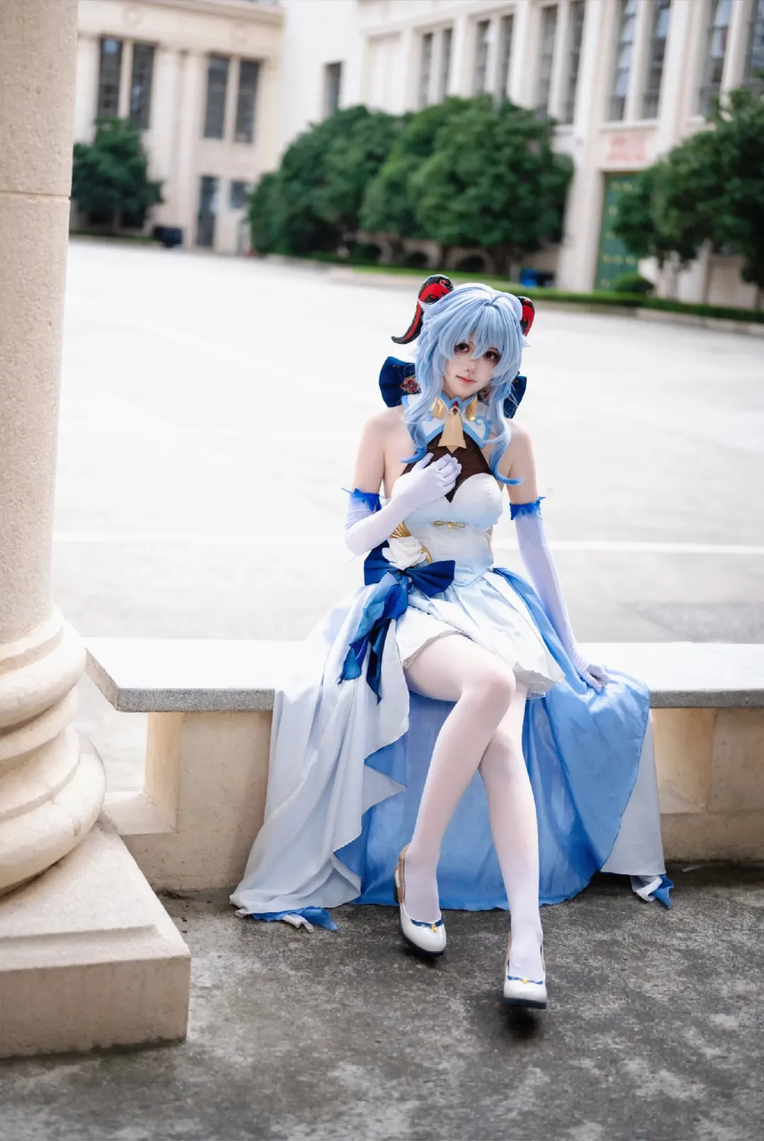 原神, 甘雨cos, 二次元摄影, 白丝cos, 礼服cosplay - 第1张