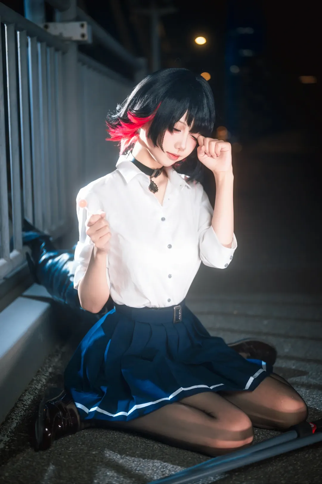 绝区零, 艾莲乔cos, jk制服, 黑丝穿搭, 夜景写真 - 第4张
