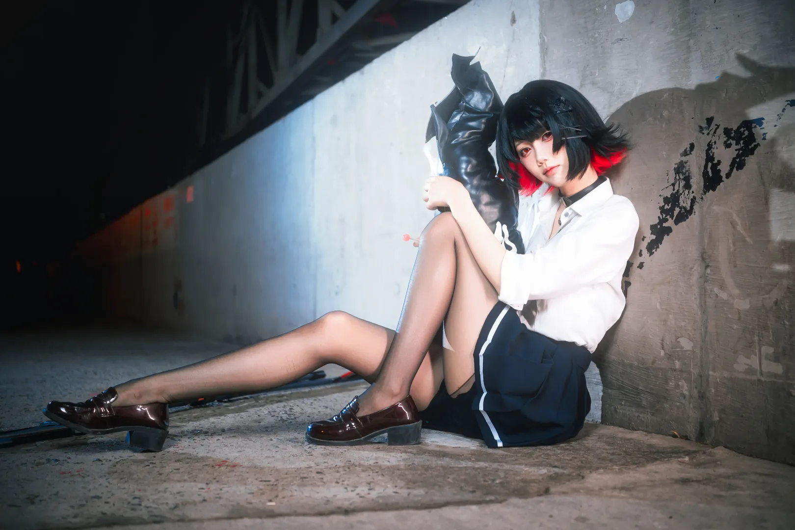 绝区零, 艾莲乔cos, jk制服, 黑丝穿搭, 夜景写真 - 第6张