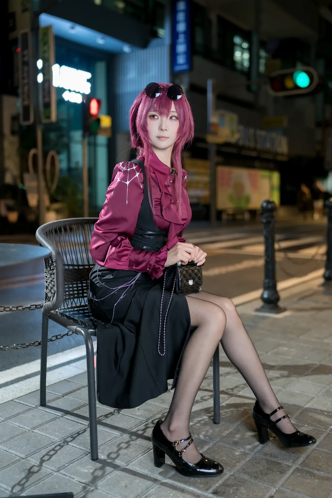 cosplay, 崩坏星穹铁道, 卡芙卡cos, 黑丝cos, 夜拍 - 第2张