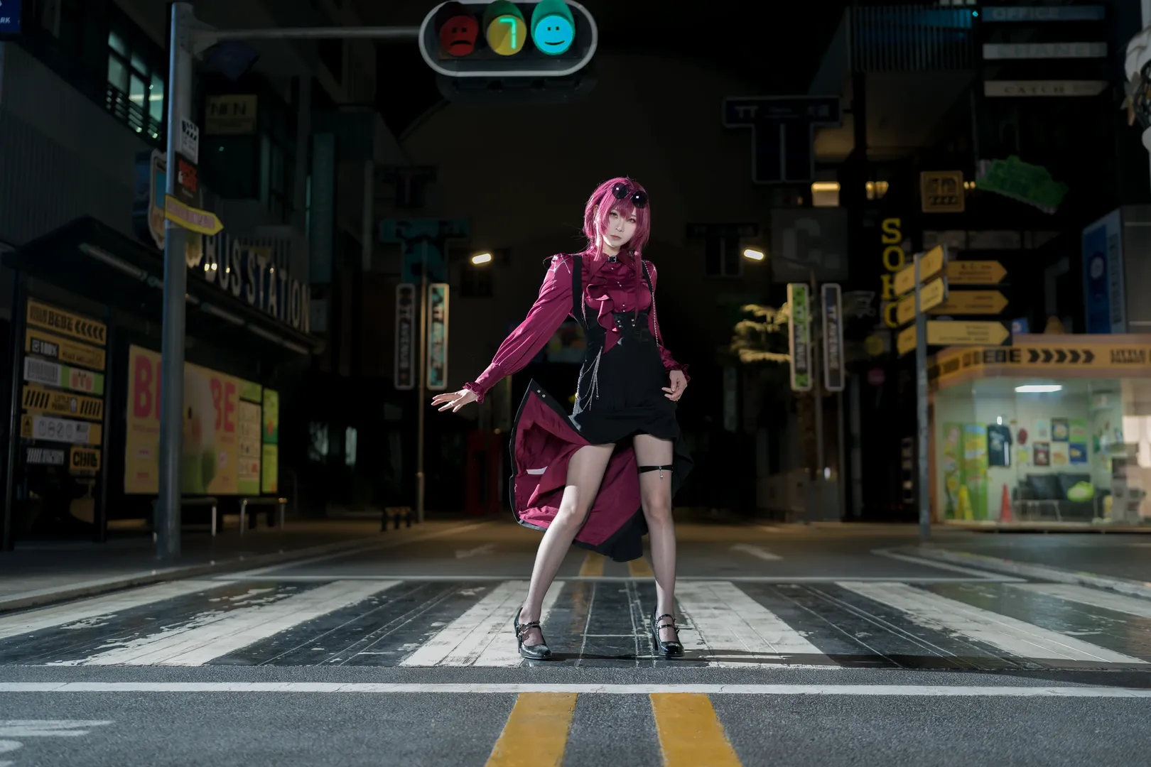 cosplay, Honkai: Star Rail, Kafka cosplay, Night view, Stockings - Image 2