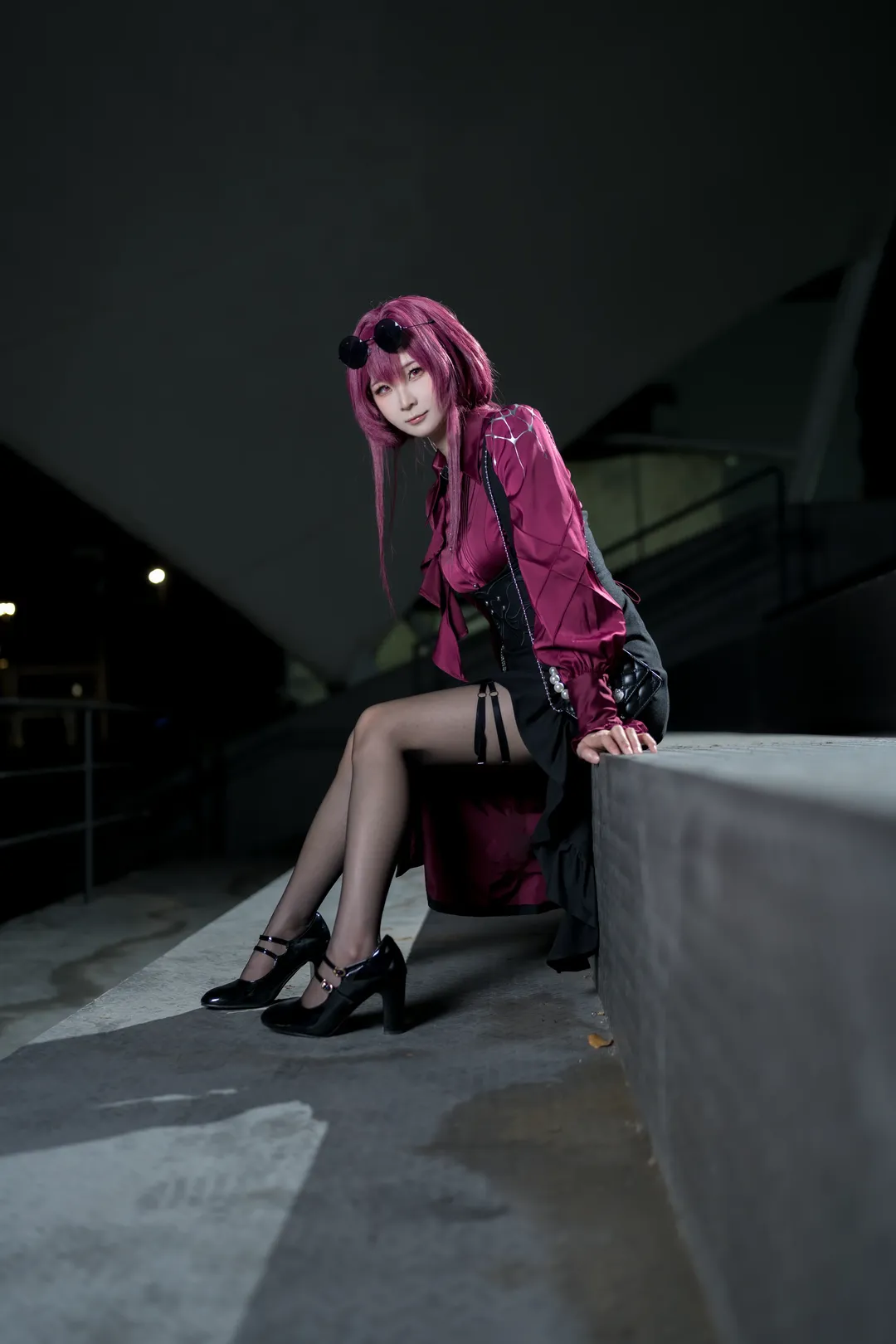 cosplay, 崩坏星穹铁道, 卡芙卡cos, 黑丝, 夜景街拍 - 第1张
