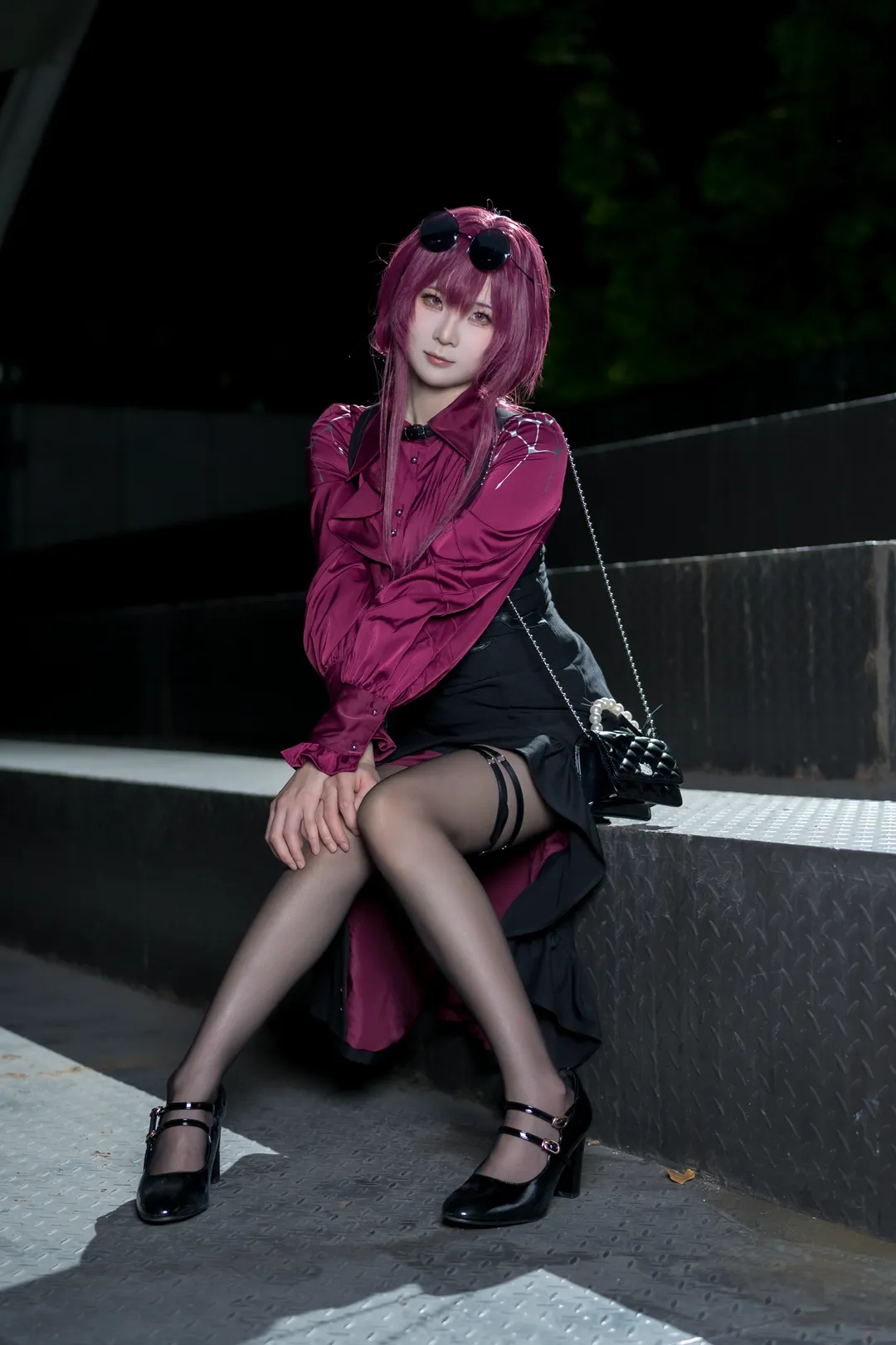 cosplay, 崩坏星穹铁道, 卡芙卡cos, 黑丝, 夜景街拍