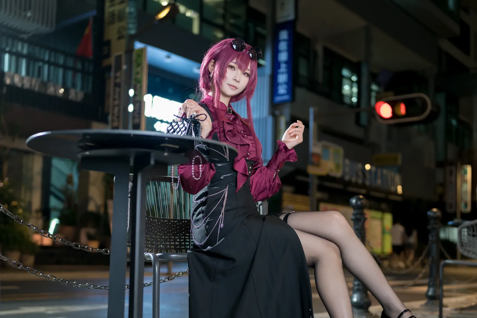cosplay, 崩坏星穹铁道, 卡芙卡cos, 黑丝, 夜景摄影