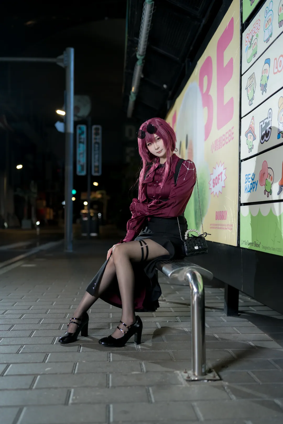 cosplay, 崩坏星穹铁道, 卡芙卡cos, 黑丝, 夜景摄影 - 第2张
