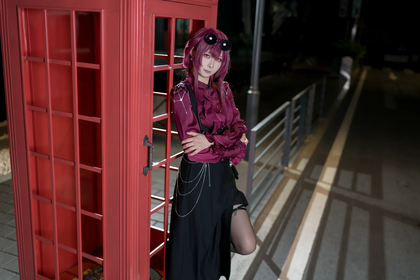 cosplay, 崩坏星穹铁道, 卡芙卡cos, 黑丝, 夜景摄影 - 第3张