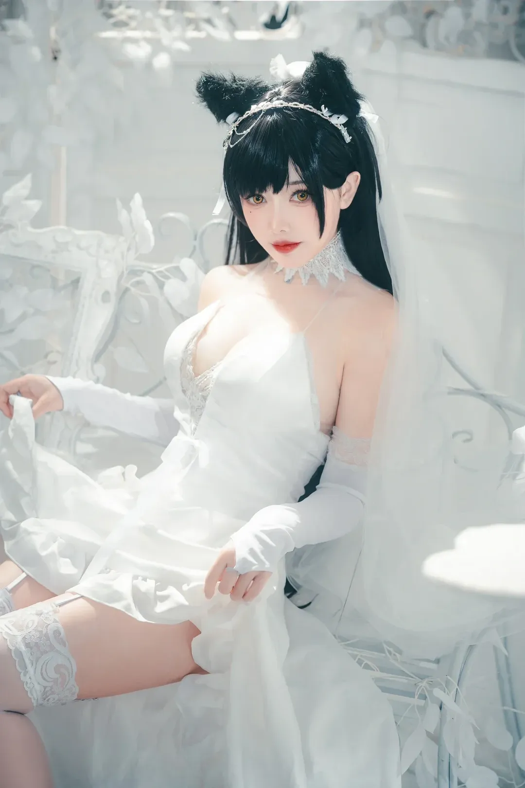 アズールレーン, 少女写真, 白ストッキング, 獣耳娘, 愛宕コスプレ - 14枚目