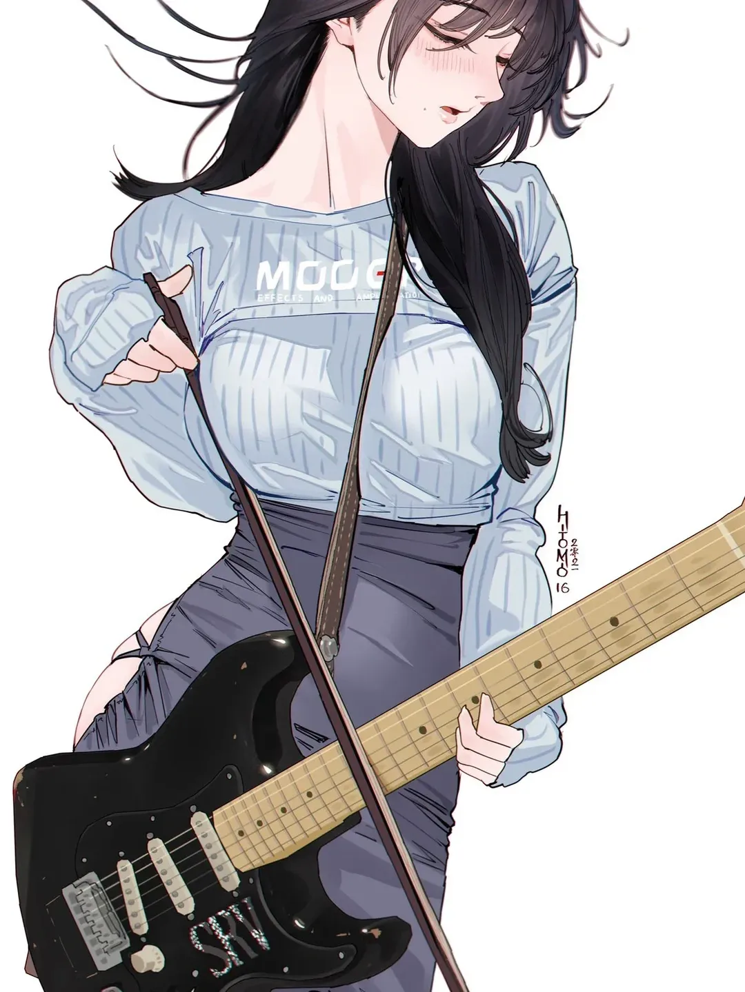 吉他少女, 初秋穿搭cos, 仿画cosplay, 电吉他穿搭, 日常cos分享 - 第4张