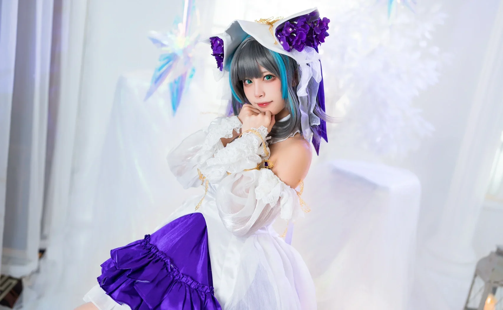 柴郡cos, 碧蓝航线, cosplay摄影, 洛丽塔洋装, 白丝穿搭 - 第2张