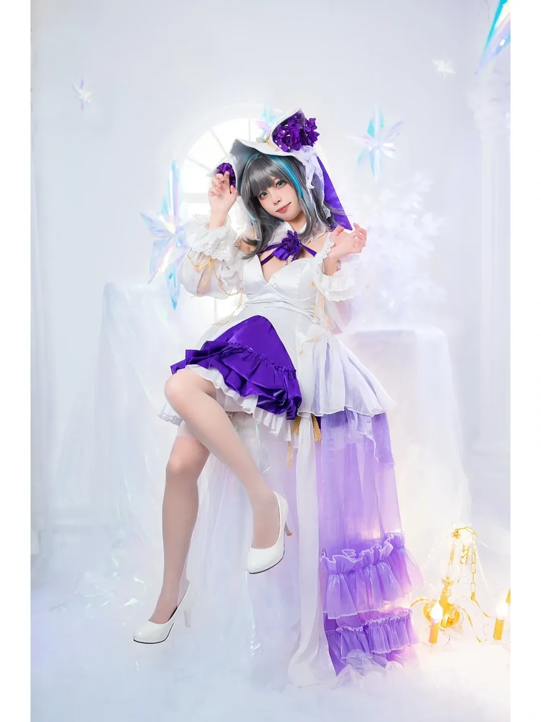 柴郡cos, 碧蓝航线, cosplay摄影, 洛丽塔洋装, 白丝穿搭 - 第4张