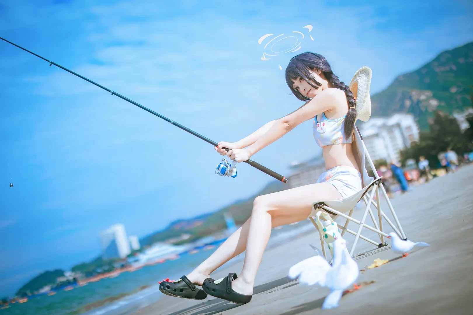 海辺の写真, ブルーアーカイブ, ポートレート, 水着写真, ミユ（水着）コスプレ - 3枚目