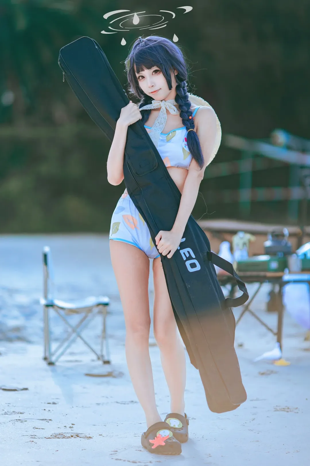 海辺の写真, ブルーアーカイブ, ポートレート, 水着写真, ミユ（水着）コスプレ - 5枚目