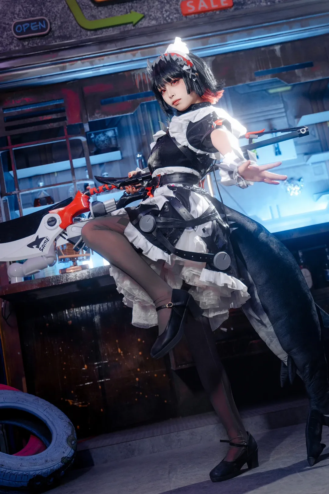绝区零, cosplay, 赛博朋克摄影, 艾莲cos, 黑色丝袜 - 第1张