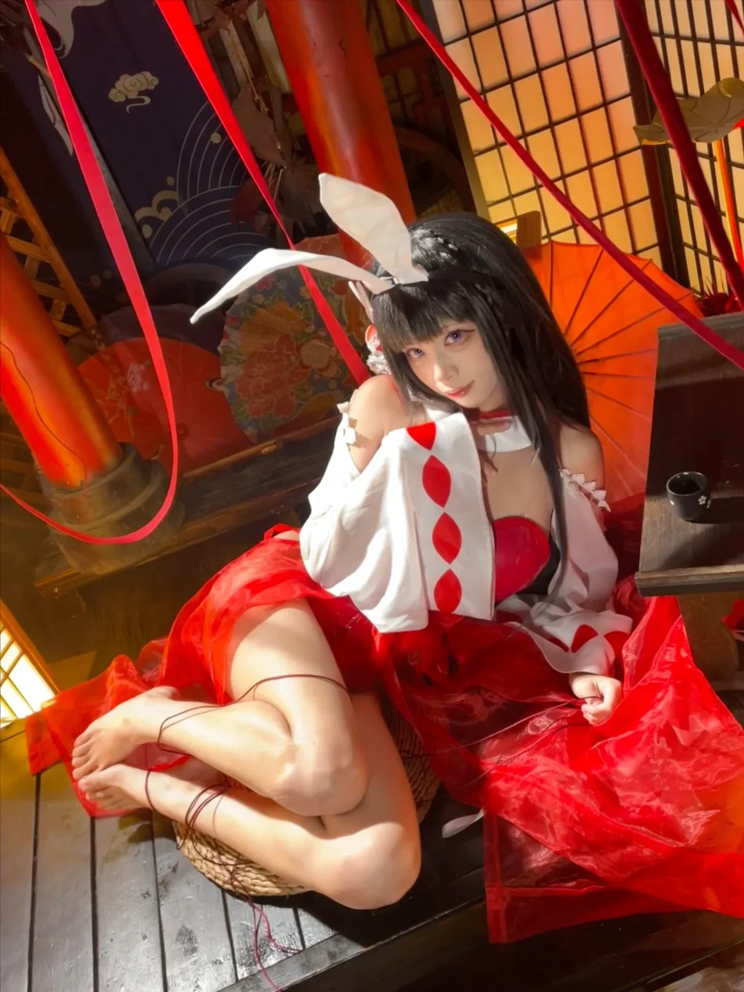二次元撮影, アズールレーン, 和風シーン, バニーガールコスプレ, うさ耳スタイリング