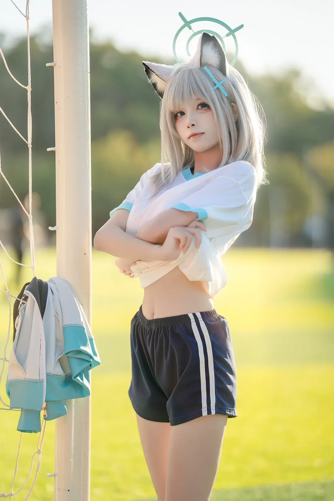 户外摄影, 碧蓝档案, 运动风cosplay, 白子cos, 银发兽耳 - 第2张