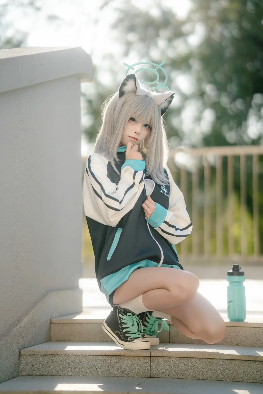 户外写真, 二次元日常, 兽耳少女, 蔚蓝档案cos, 运动风cos