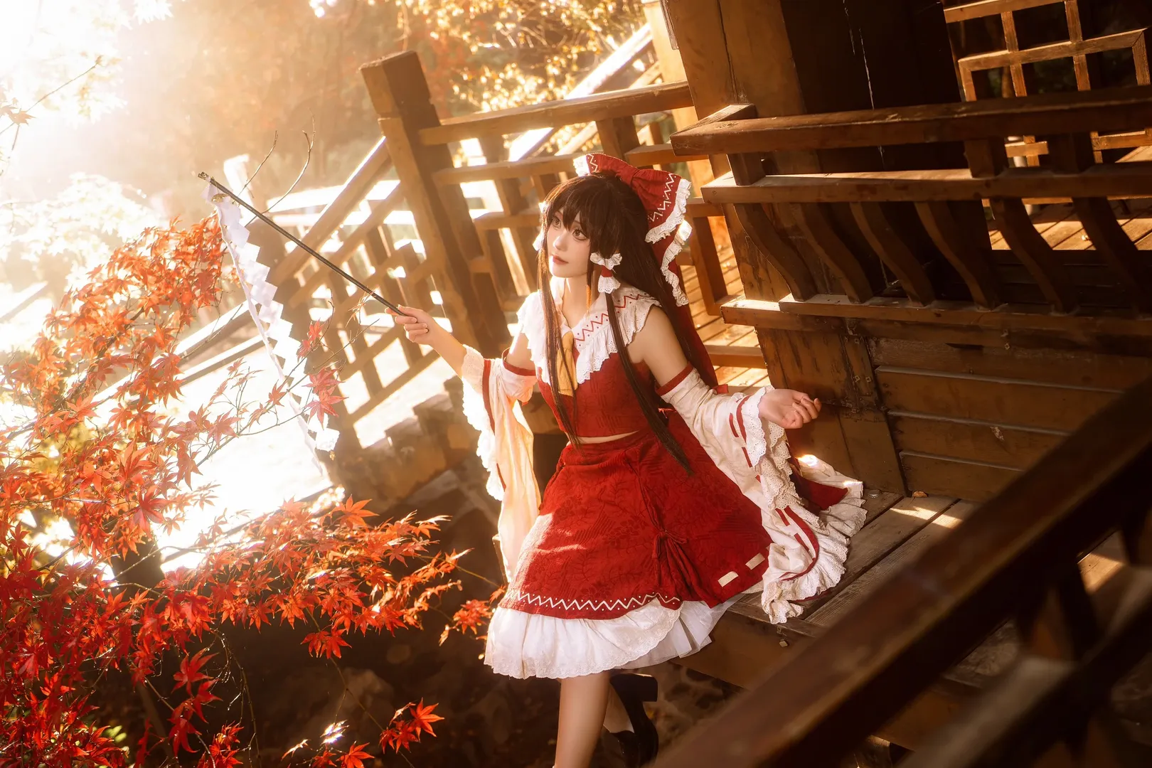 角色扮演, 博丽灵梦cos, 巫女服, 東方project, 秋日枫叶 - 第6张