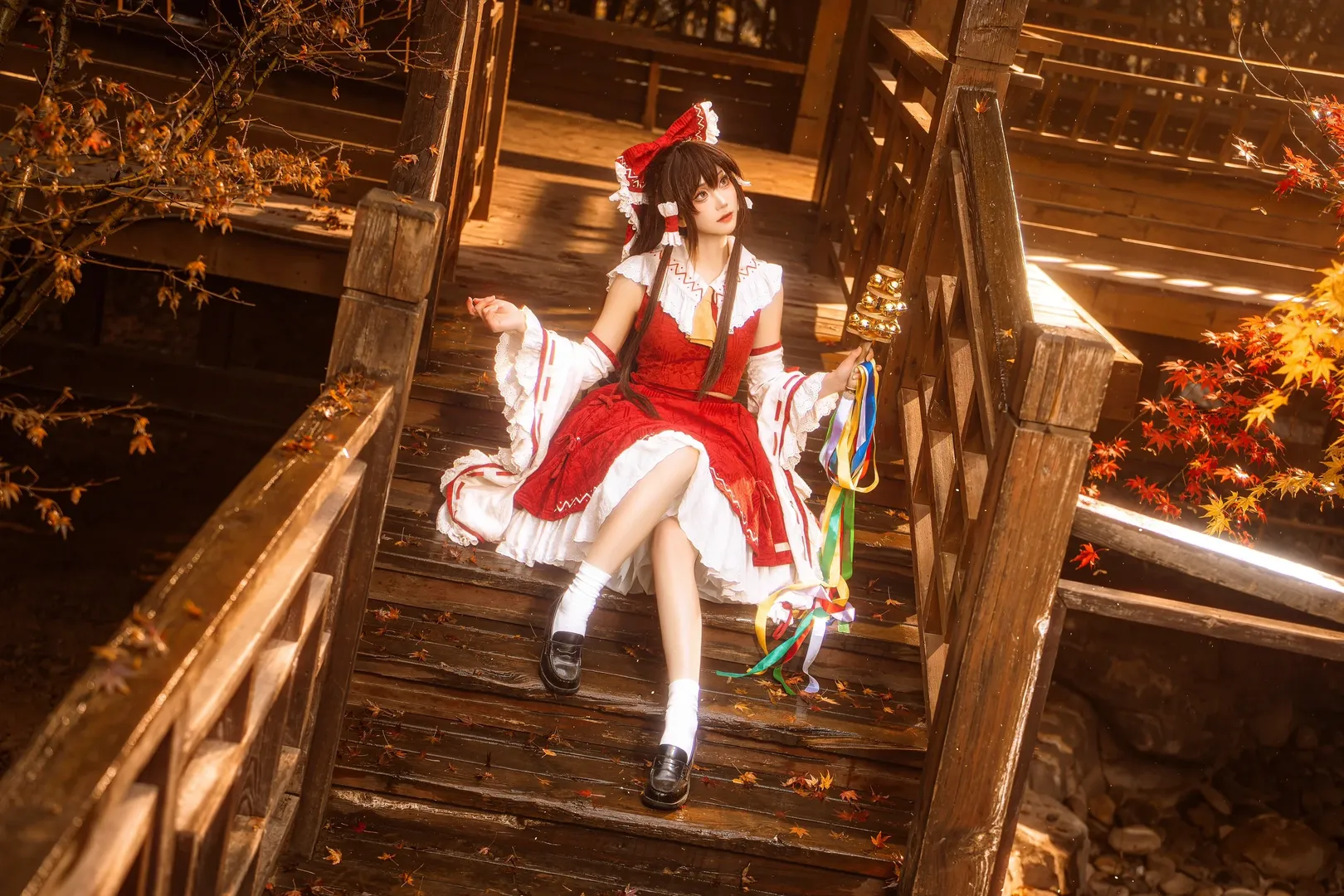 角色扮演, 博丽灵梦cos, 巫女服, 東方project, 秋日枫叶