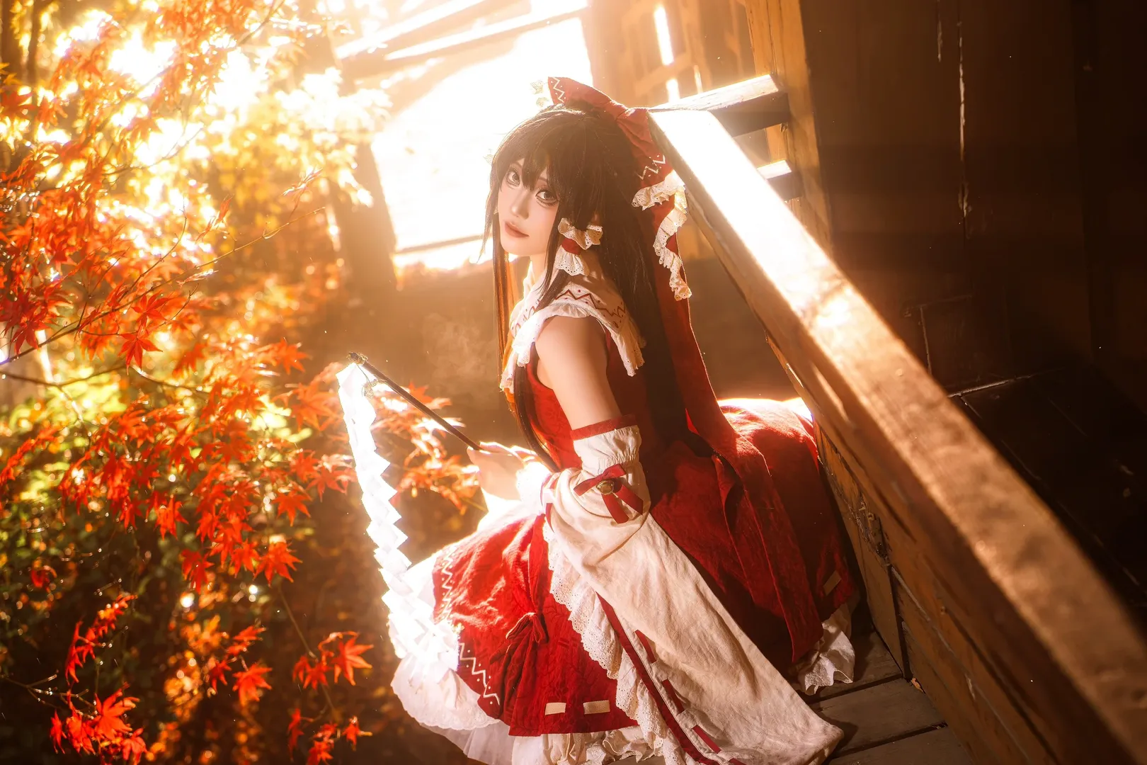 角色扮演, 博丽灵梦cos, 巫女服, 東方project, 秋日枫叶 - 第9张