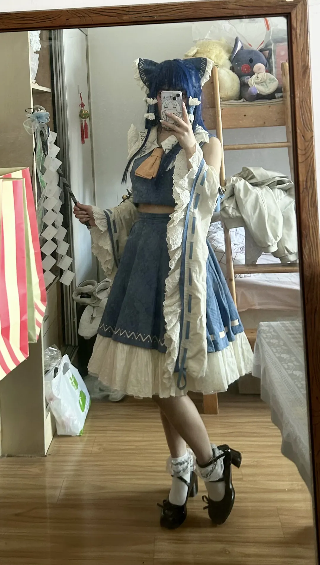 Reimu Hakurei Cosplay, Touhou Project, Azure Spirit Dream, Kemonomimi girl, Blue and white outfit