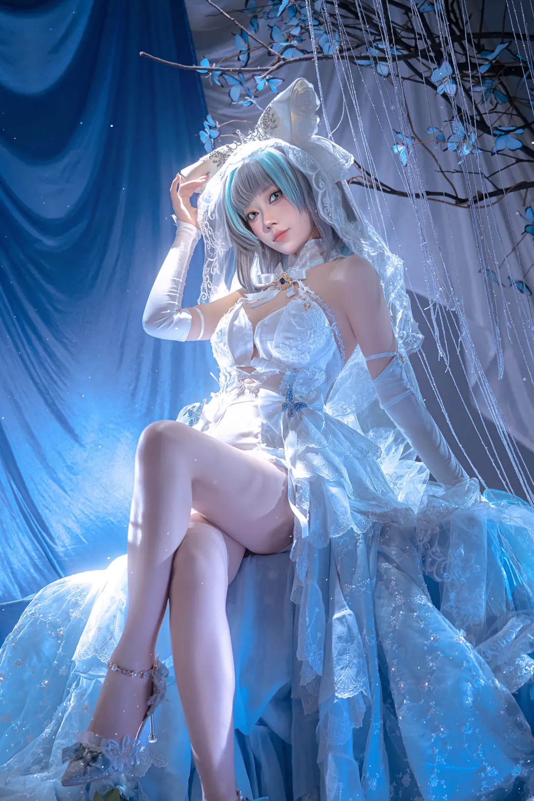 柴郡cos, 碧蓝航线, 花嫁cosplay, 柴郡花嫁cos, 蓝白婚纱摄影 - 第1张