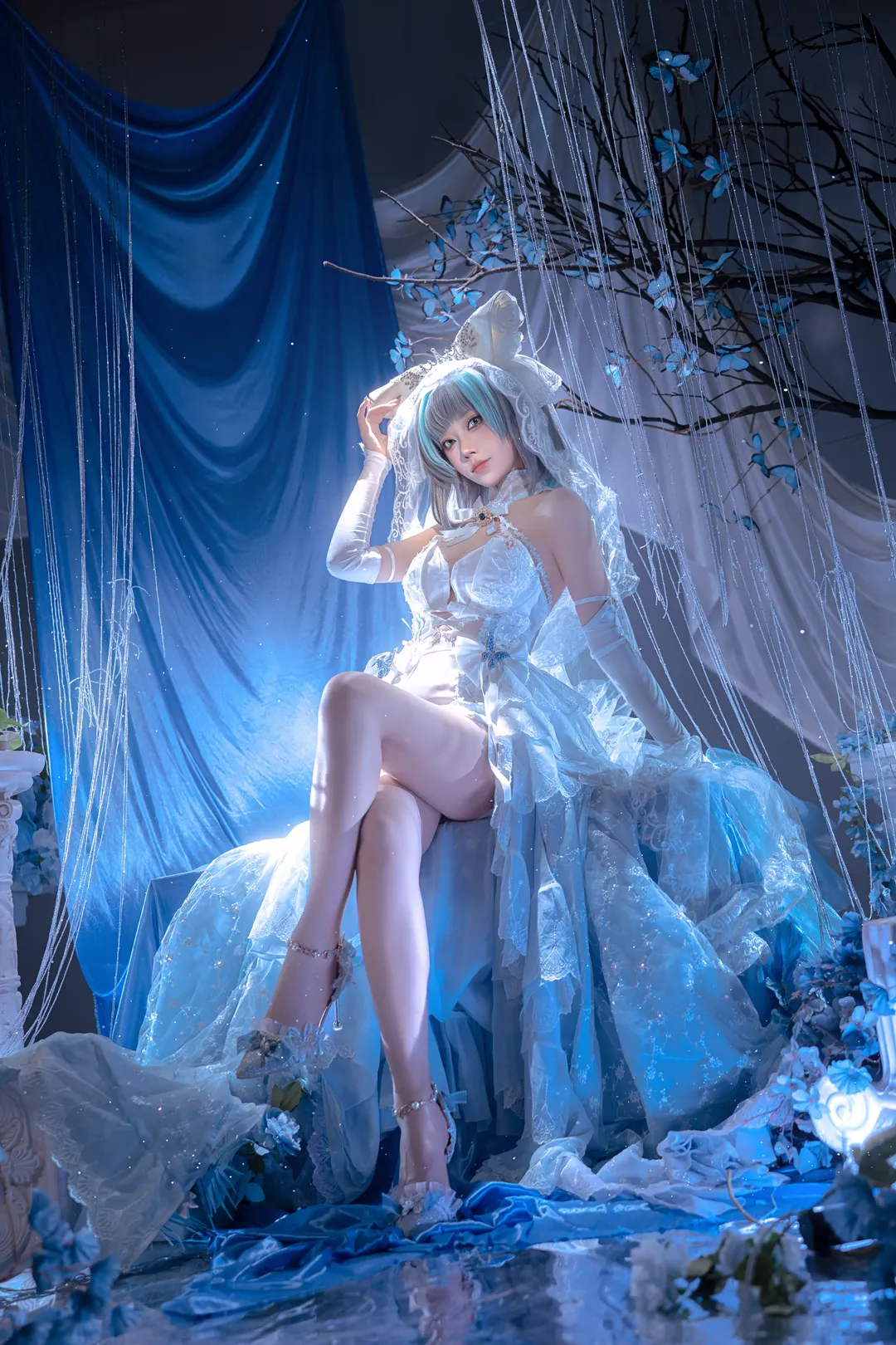 柴郡cos, 碧蓝航线, 花嫁cosplay, 柴郡花嫁cos, 蓝白婚纱摄影 - 第2张