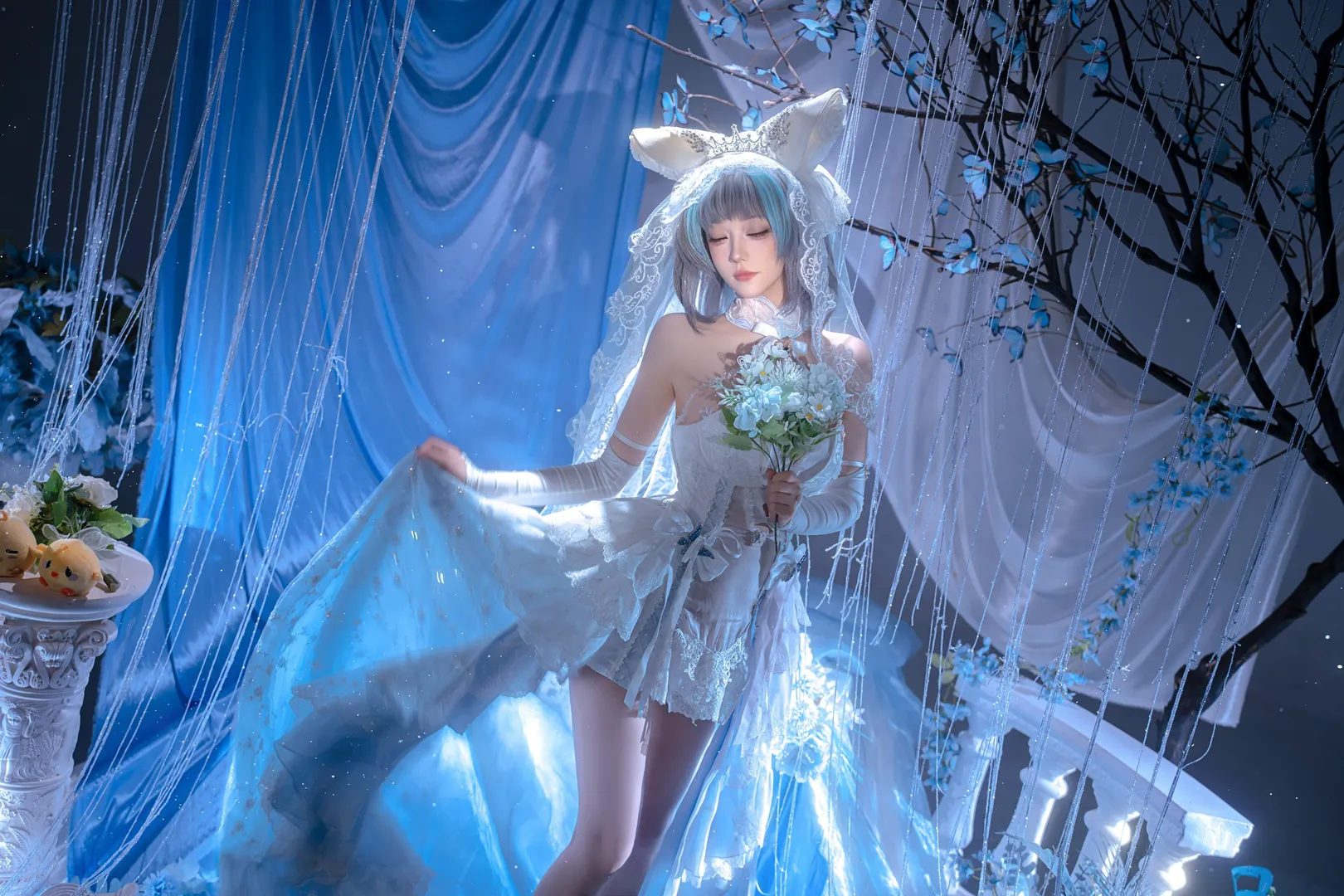 柴郡cos, 碧藍航線, 夢幻攝影, 花嫁cosplay, 白絲寫真 - 第3張