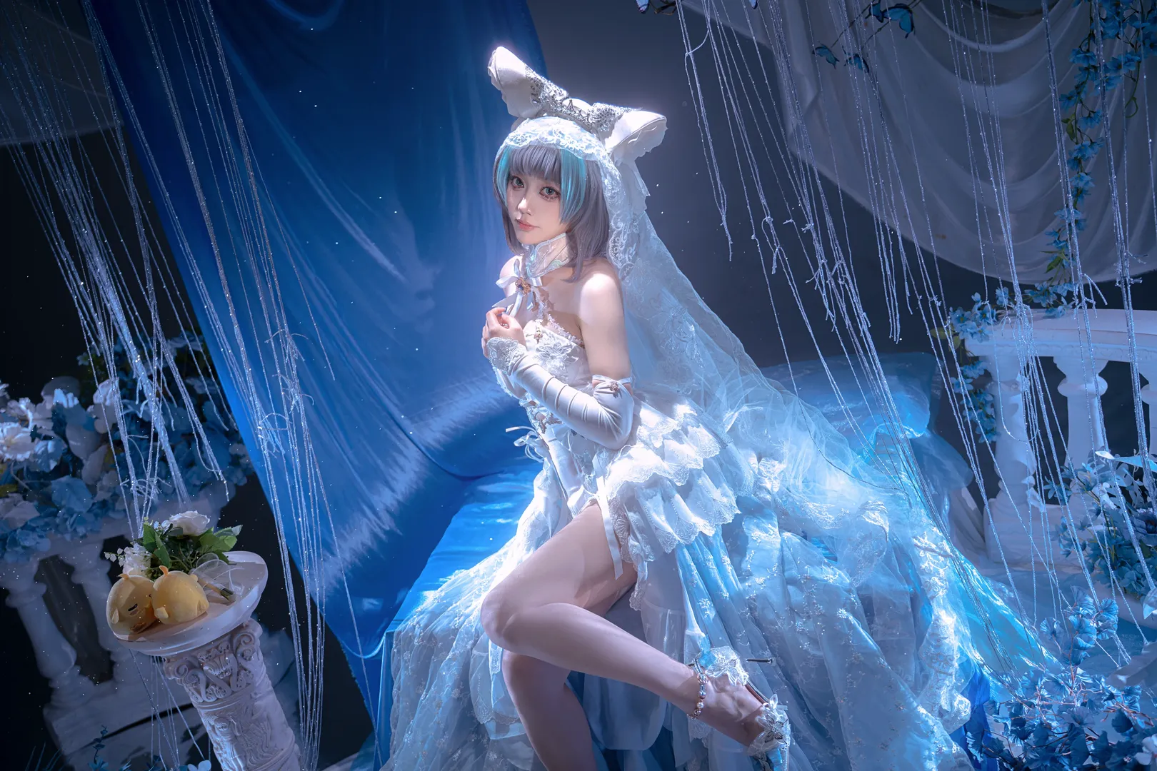 柴郡cos, 碧蓝航线, 梦幻摄影, 花嫁cosplay, 白丝写真