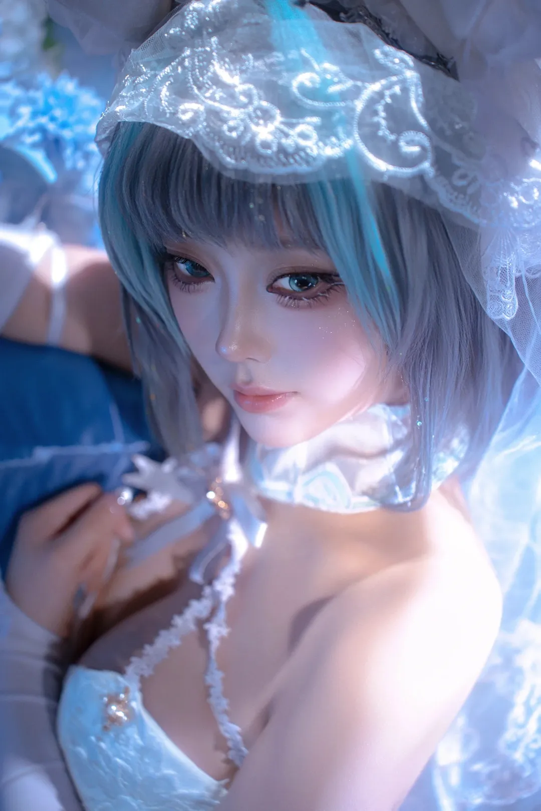 柴郡cos, 碧藍航線, 夢幻攝影, 花嫁cosplay, 白絲寫真 - 第5張