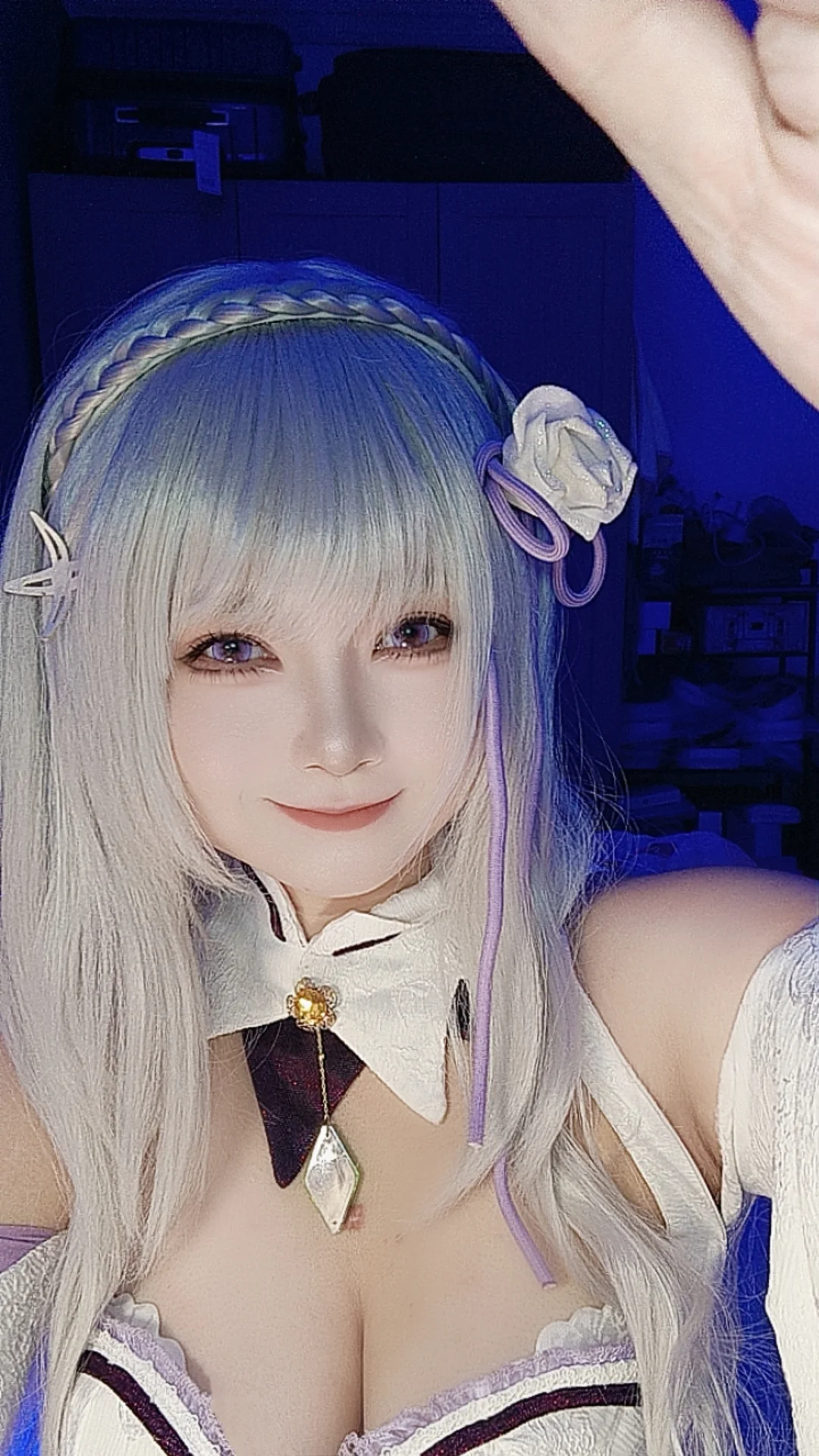 爱蜜莉雅cos, 精灵耳, cosplay自拍, 银发, re0 从零开始的异世界生活 - 第1张