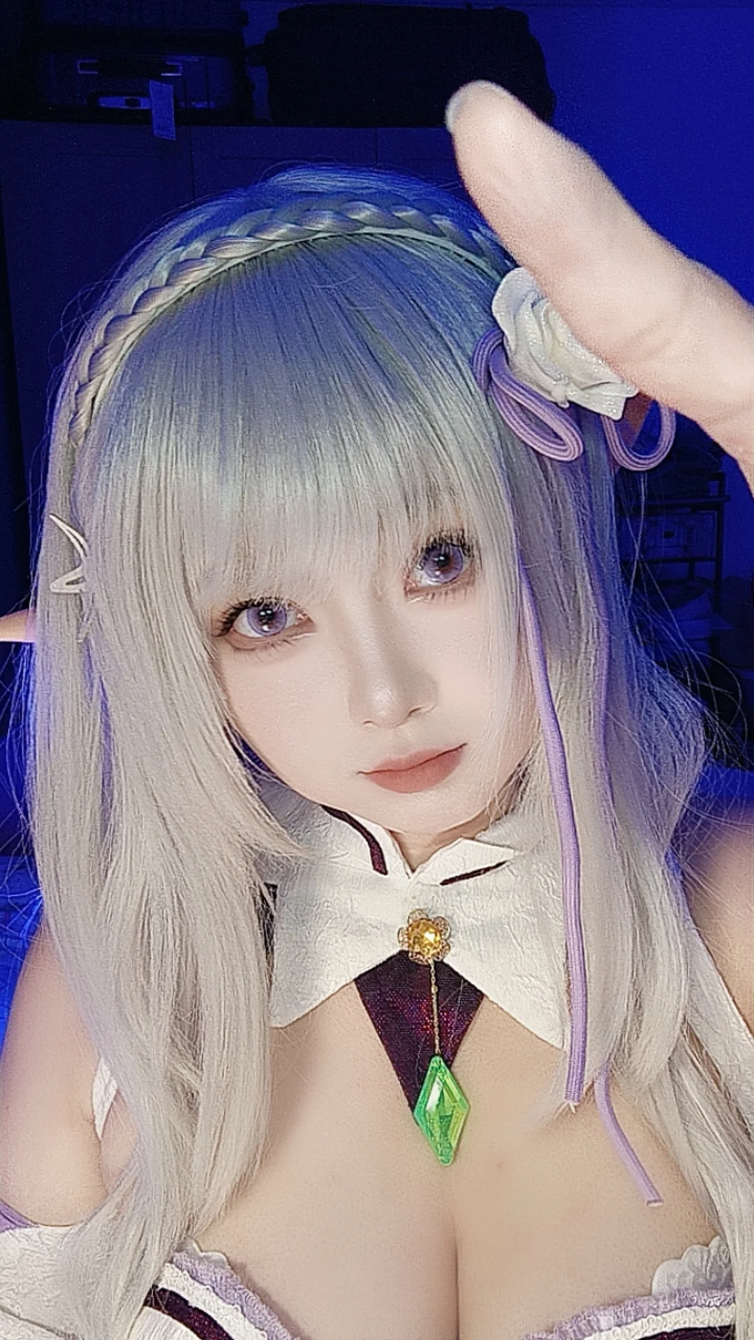爱蜜莉雅cos, 精灵耳, cosplay自拍, 银发, re0 从零开始的异世界生活 - 第3张