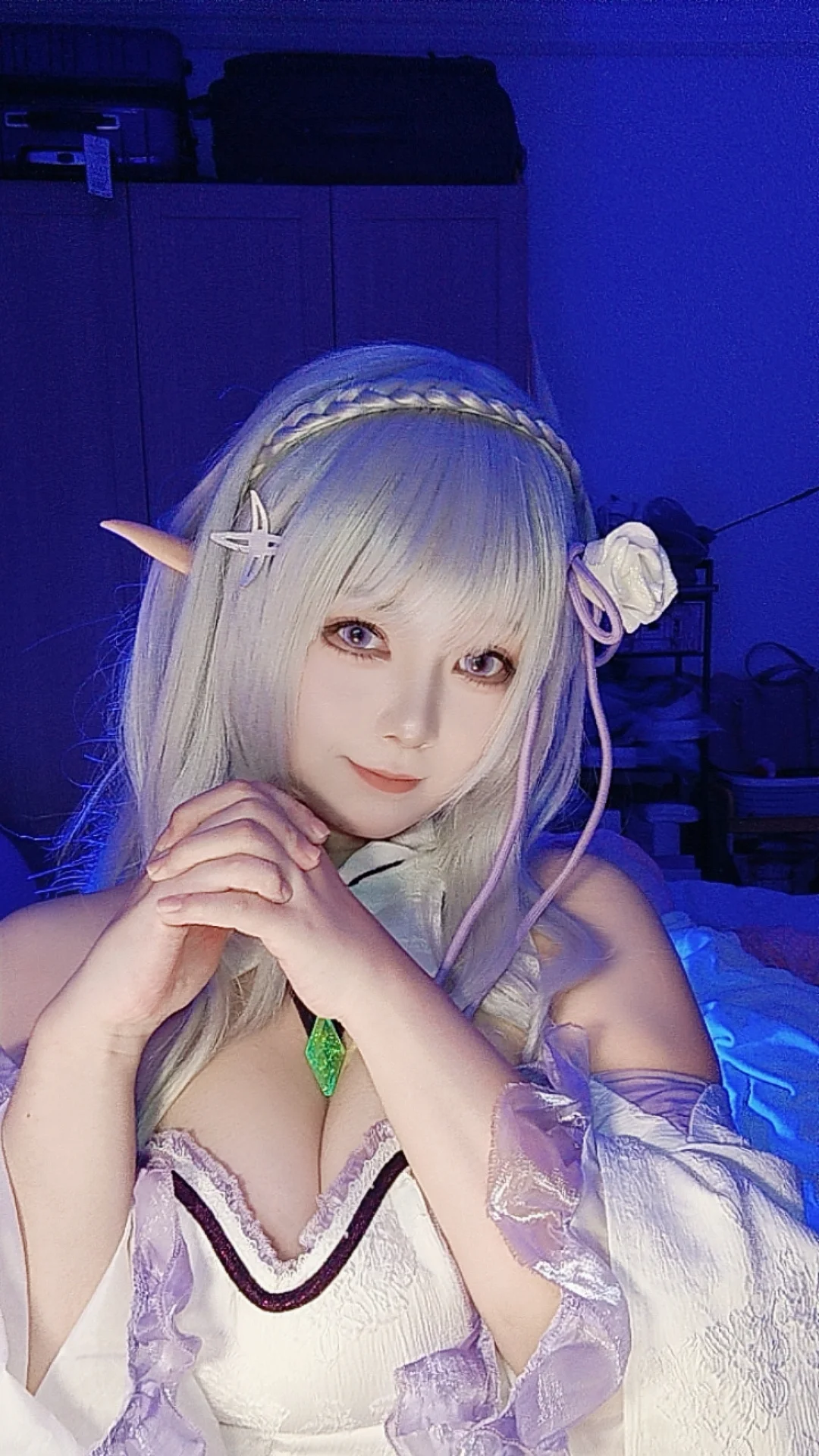 爱蜜莉雅cos, 精灵耳, cosplay自拍, 银发, re0 从零开始的异世界生活 - 第5张