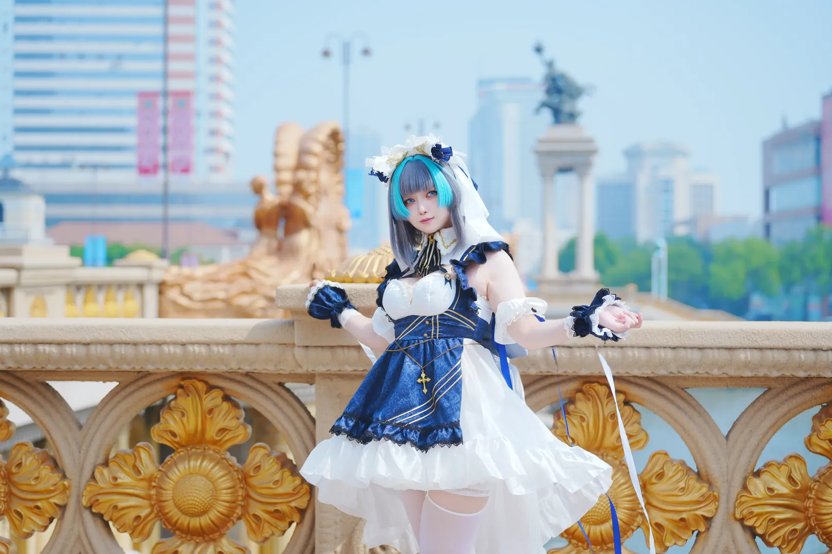 柴郡cos, 碧蓝航线, 白丝穿搭, cosplay穿搭, 天津旅拍 - 第4张