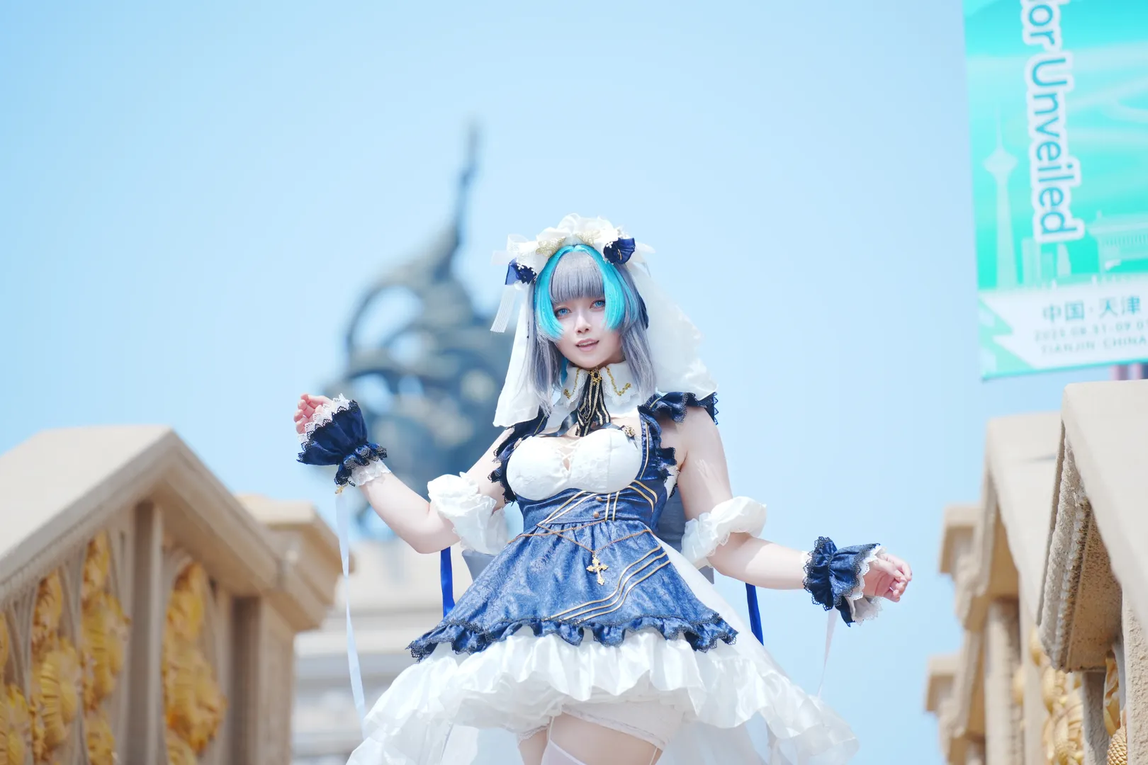 柴郡cos, 碧蓝航线, 白丝穿搭, cosplay穿搭, 天津旅拍 - 第6张