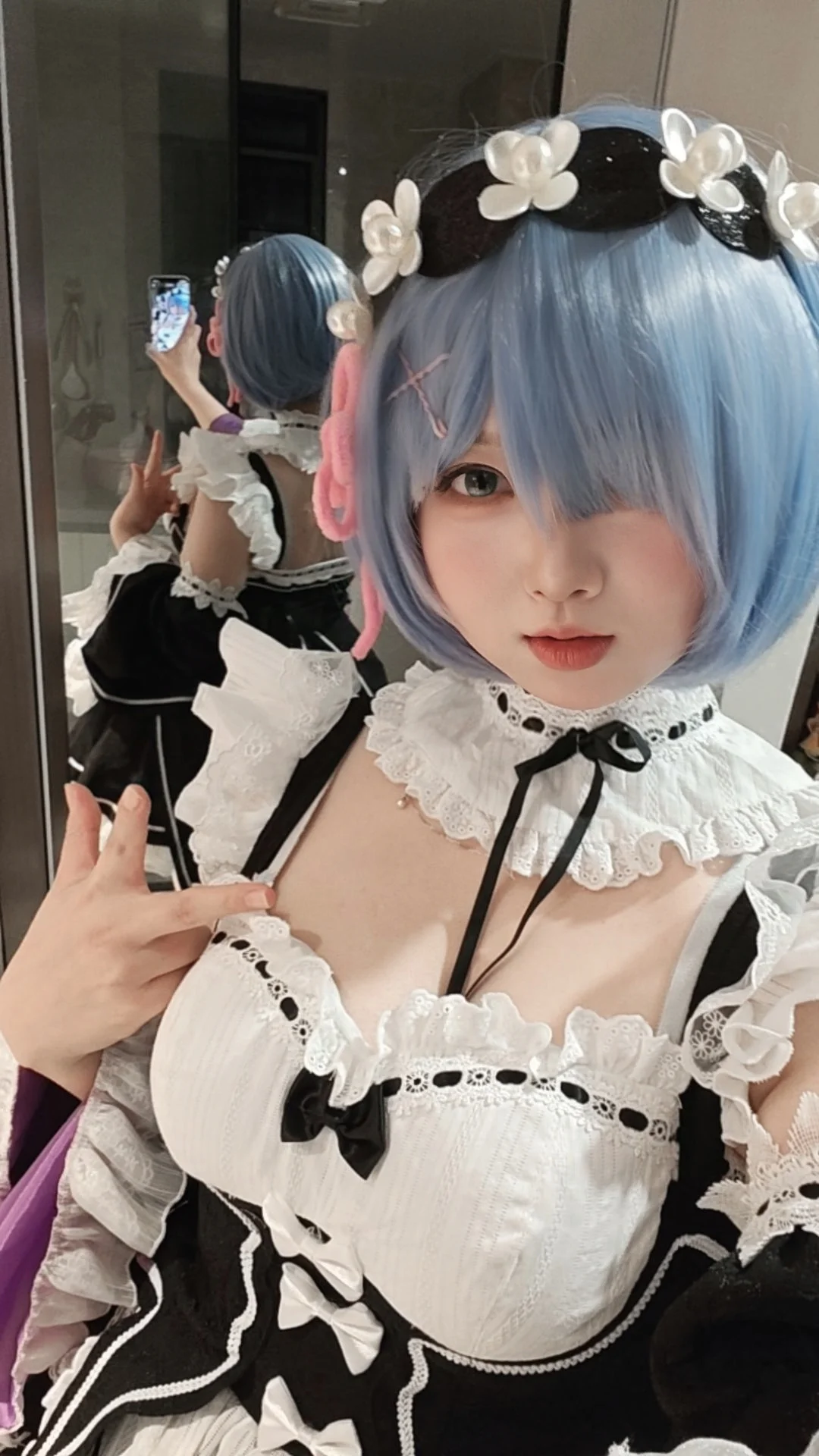 二次元, メイド服, Re:ゼロから始める異世界生活, レム コスプレ, 青髪 - 2枚目