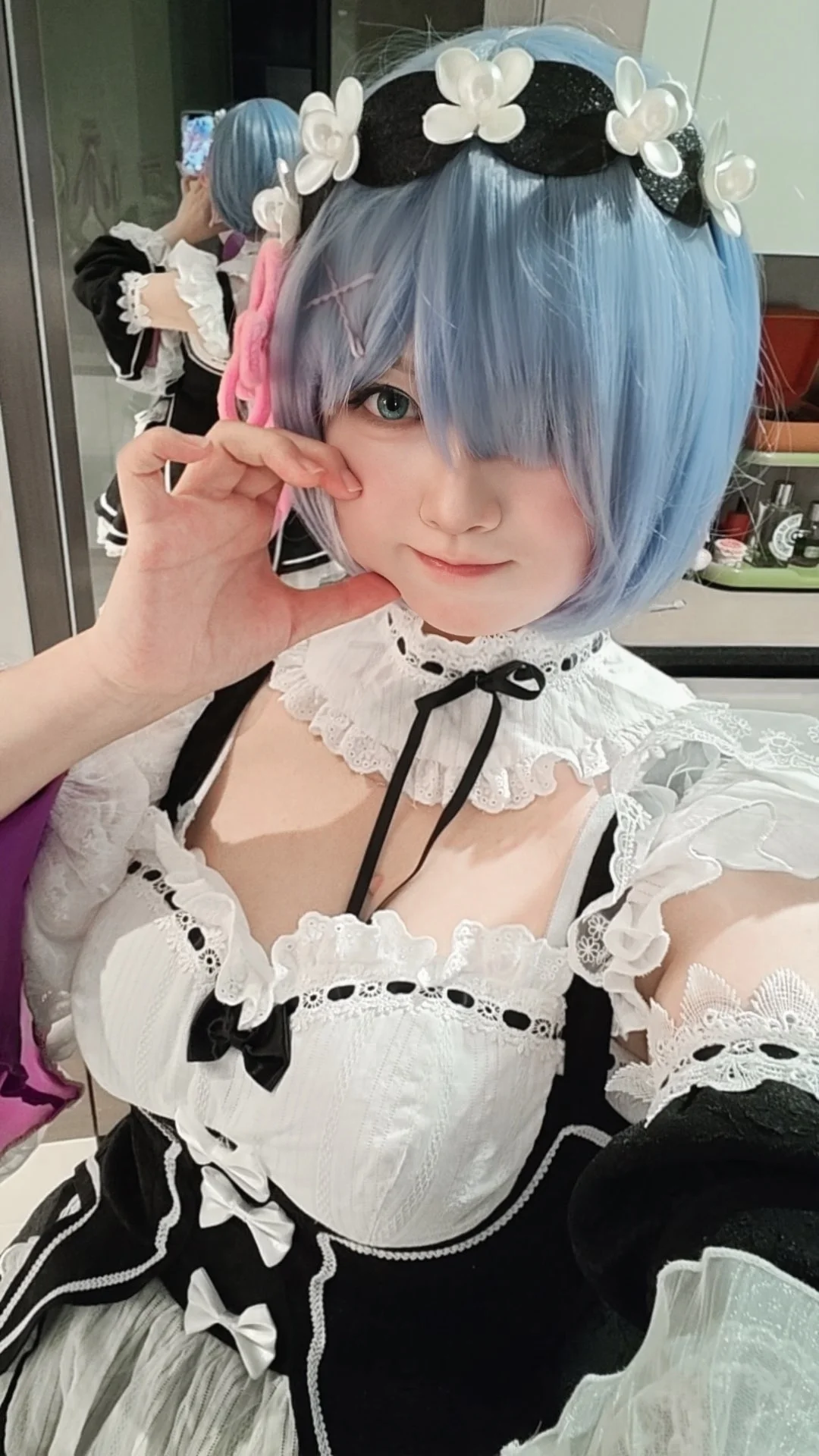 二次元, メイド服, Re:ゼロから始める異世界生活, レム コスプレ, 青髪 - 3枚目