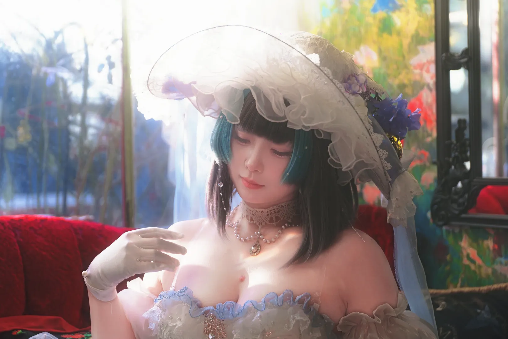 柴郡cos, 碧蓝航线, 花嫁cosplay, 洛可可风格, 复古油画感