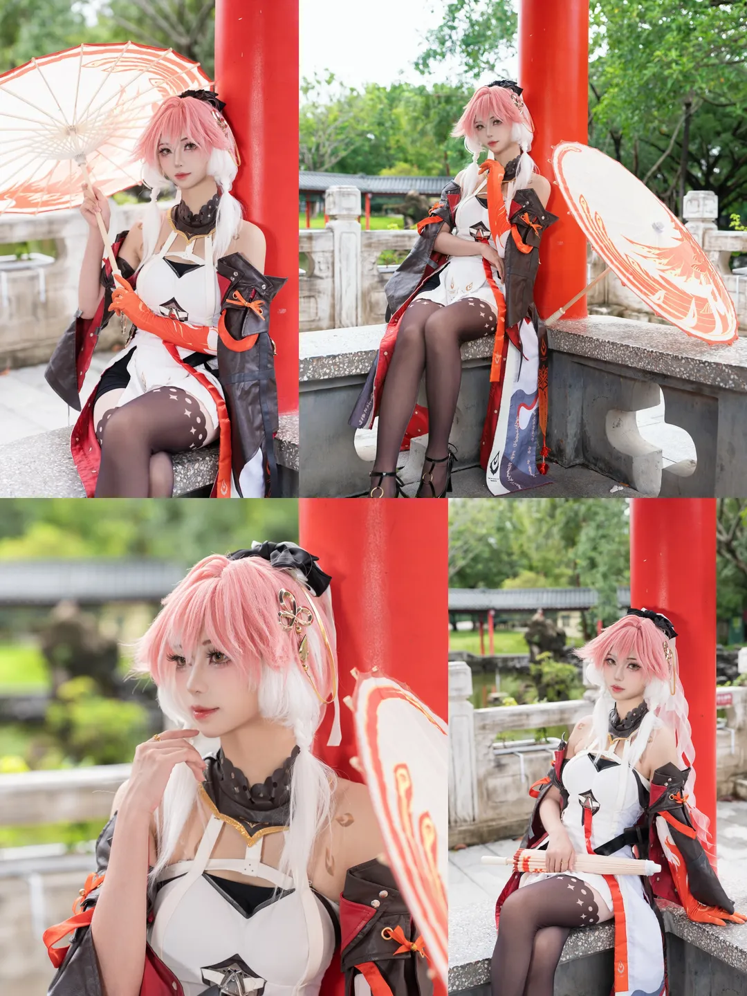 鸣潮, 长离cos, 二次元cos正片, cosplay黑丝, 园林cos摄影 - 第1张