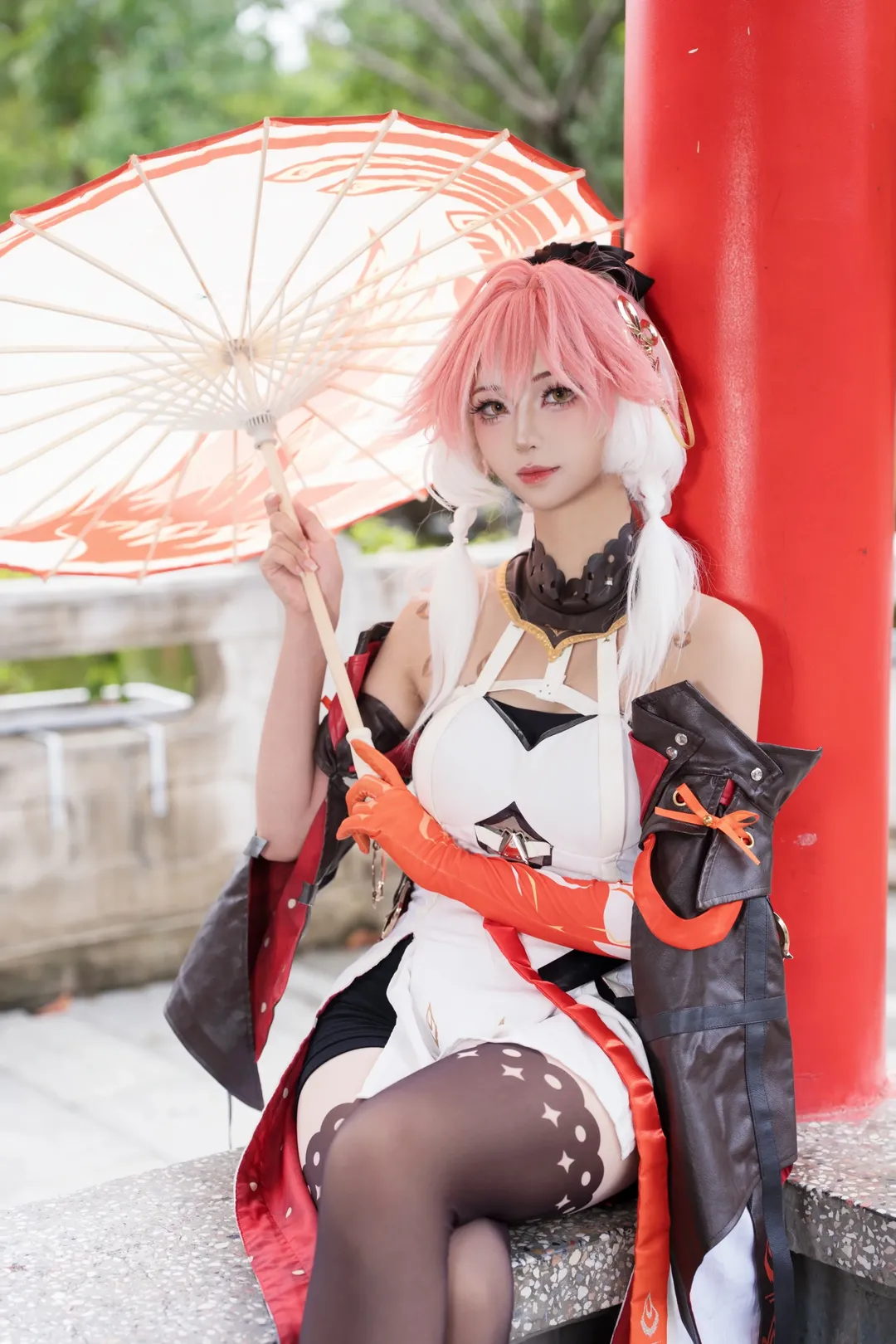 鸣潮, 长离cos, 二次元cos正片, cosplay黑丝, 园林cos摄影 - 第5张
