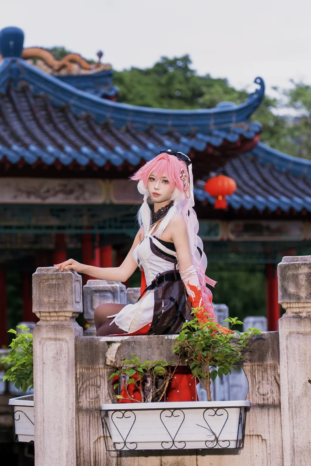 鳴潮, 古風cosplay, 長離cos, 黑絲cosplay, 中式園林攝影