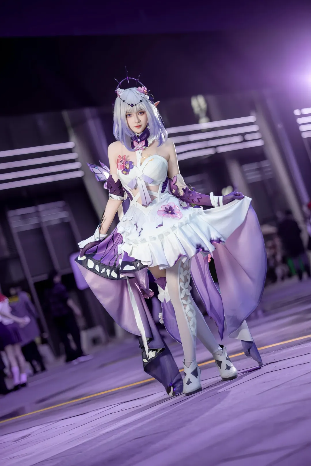 Honkai: Star Rail, Convention photos, Castorice cosplay, White thigh-highs outfit, Shenzhen Circular Universe