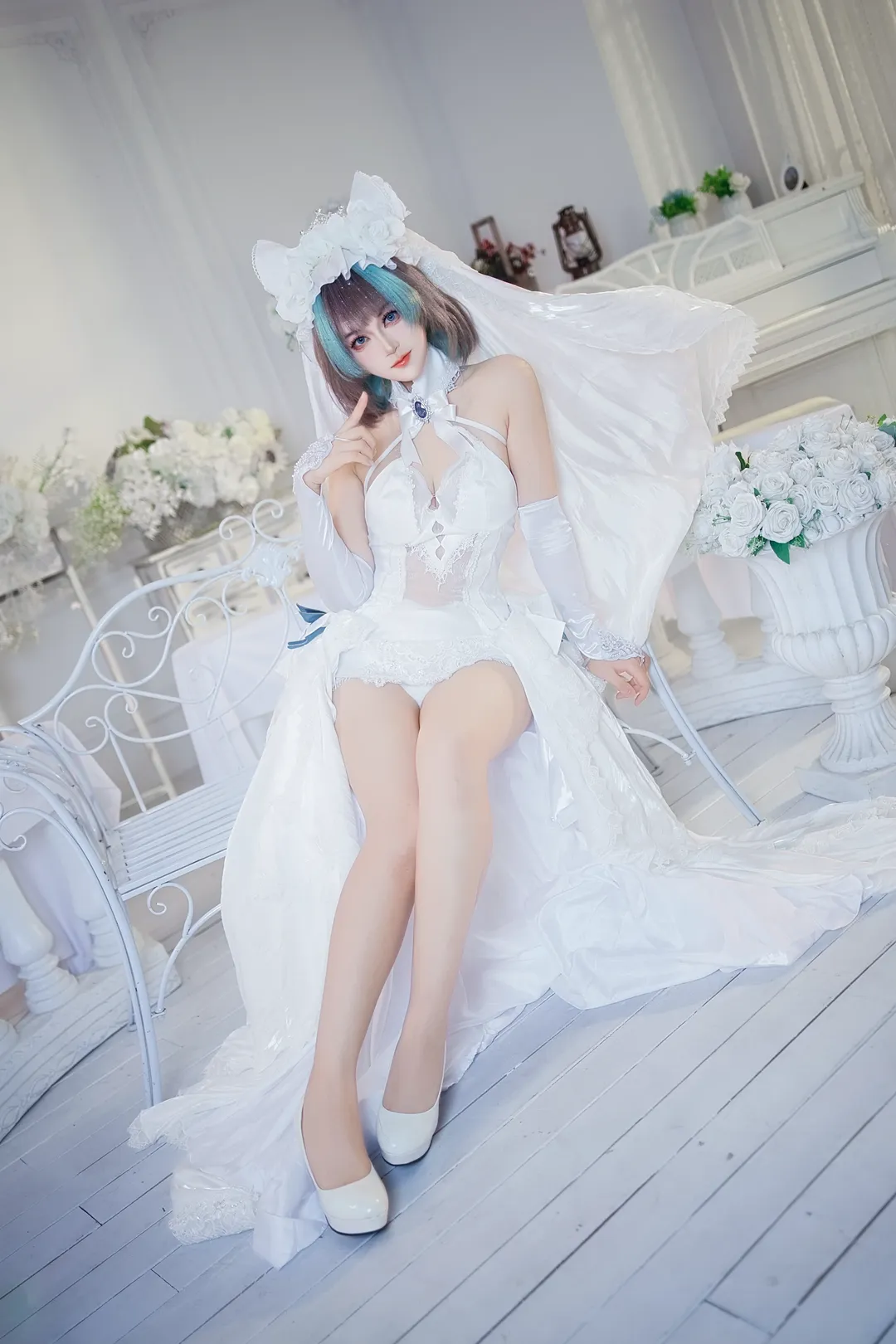 二次元摄影, 柴郡cos, 碧蓝航线, 婚纱cosplay, 白纱写真 - 第1张