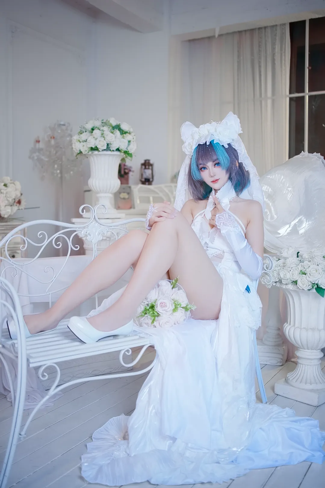 二次元摄影, 柴郡cos, 碧蓝航线, 婚纱cosplay, 白纱写真 - 第2张