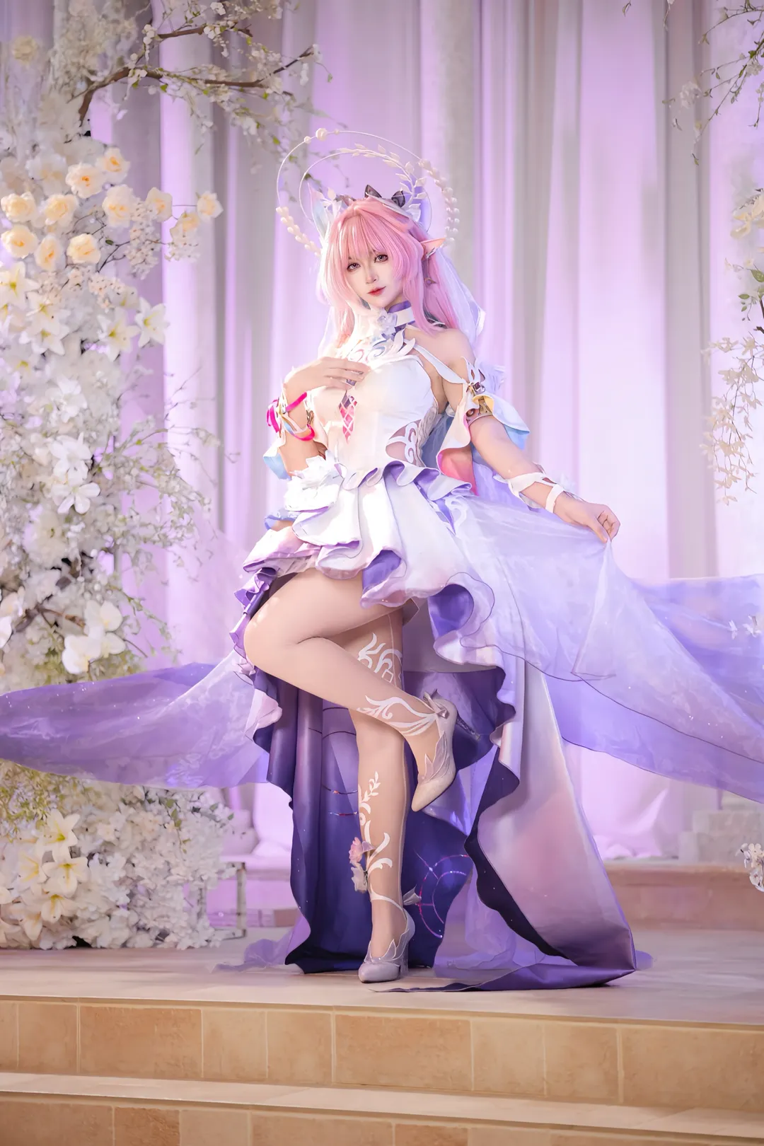 角色扮演, 崩坏星穹铁道, 大昔涟cos, 白丝写真, 紫裙摄影