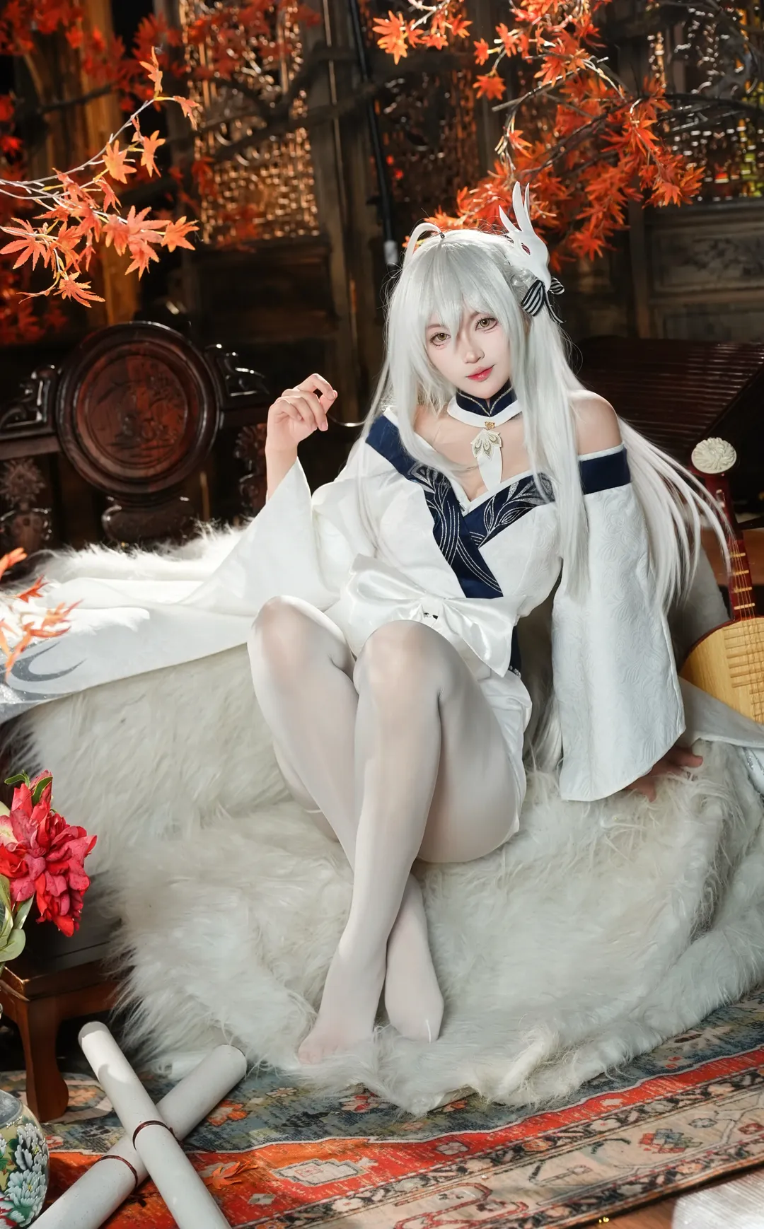 古风摄影, 碧蓝航线, 国风cosplay, 白凤cos, 白色连裤袜 - 第1张